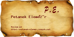 Petanek Elemér névjegykártya
